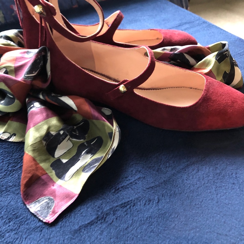 J CREW MARY JANE FLATS🍭🪶 Rich Burgundy Color
